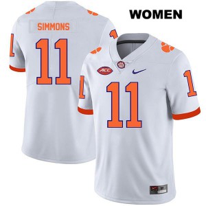 Womens Isaiah Simmons White Clemson Tigers #11 Official Jersey