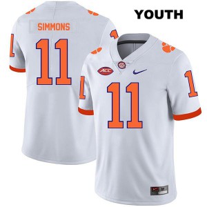 Youth Isaiah Simmons White Clemson #11 Stitch Jerseys