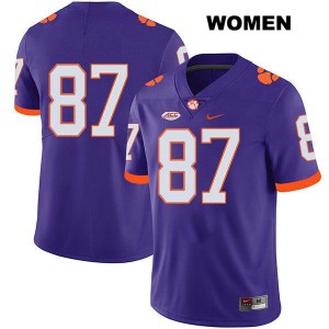 Women's J.L. Banks Purple Clemson University #87 No Name NCAA Jerseys