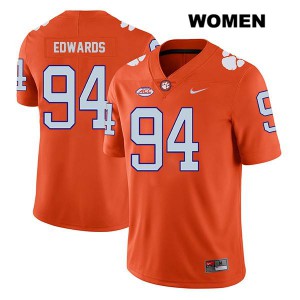 Women's Jacob Edwards Orange Clemson #94 Stitch Jersey