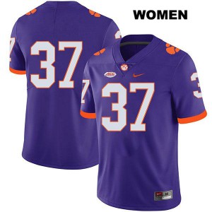 Women Jake Herbstreit Purple Clemson Tigers #37 No Name NCAA Jerseys