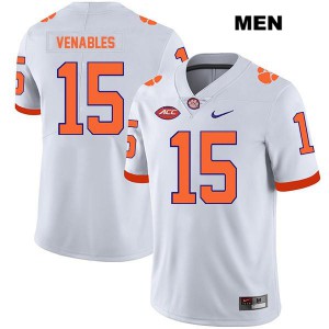 Men's Jake Venables White Clemson University #15 Football Jerseys