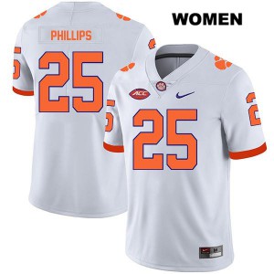 Womens Jalyn Phillips White Clemson Tigers #25 Stitch Jersey