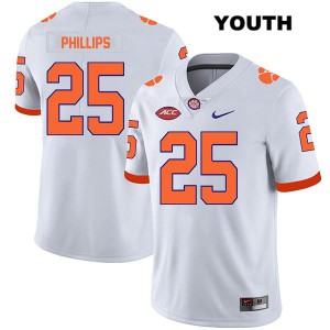Youth Jalyn Phillips White Clemson National Championship #25 College Jersey