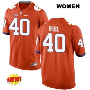 Womens Jaquarius Brice Orange Clemson Tigers #40 Player Jersey