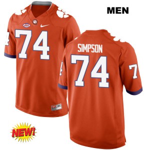 Mens John Simpson Orange Clemson University #74 Football Jerseys