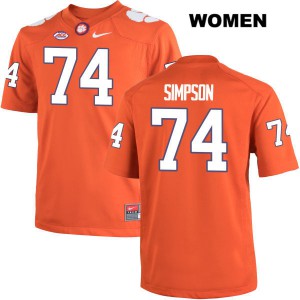 Womens John Simpson Orange Clemson #74 High School Jerseys
