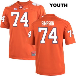 Youth John Simpson Orange Clemson Tigers #74 Alumni Jerseys