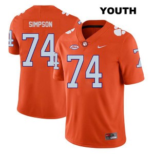 Youth John Simpson Orange Clemson National Championship #74 Football Jersey