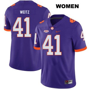 Women's Jonathan Weitz Purple Clemson #41 Official Jerseys