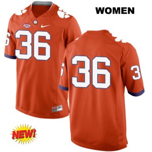 Womens Judah Davis Orange Clemson #36 No Name Football Jersey