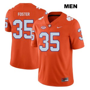 Men's Justin Foster Orange Clemson #35 College Jerseys