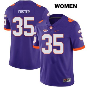 Women's Justin Foster Purple Clemson University #35 Football Jersey