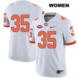 Womens Justin Foster White Clemson Tigers #35 No Name Stitch Jersey