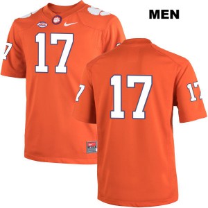 Men's Justin Mascoll Orange Clemson University #17 No Name Official Jerseys