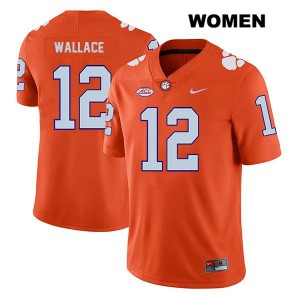 Women's K'Von Wallace Orange Clemson University #12 Stitch Jersey