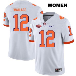 Women's K'Von Wallace White Clemson Tigers #12 University Jerseys