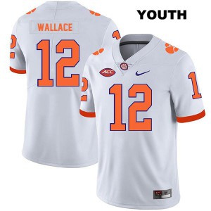 Youth K'Von Wallace White Clemson #12 NCAA Jerseys