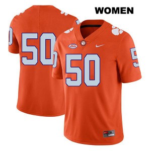 Womens Kaleb Boateng Orange Clemson University #50 No Name Embroidery Jerseys