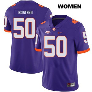 Womens Kaleb Boateng Purple Clemson Tigers #50 Player Jersey