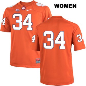Women Kendall Joseph Orange Clemson Tigers #34 No Name Player Jerseys