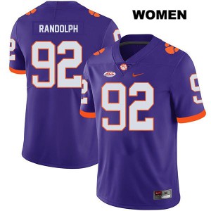 Women Klayton Randolph Purple Clemson Tigers #92 Stitch Jerseys