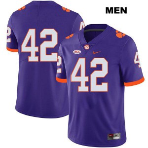 Men's LaVonta Bentley Purple Clemson University #42 No Name Football Jerseys