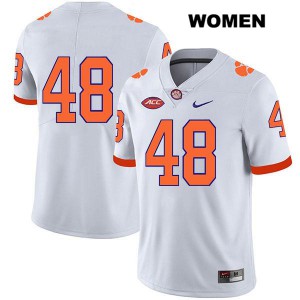 Women Landon Holden White Clemson University #48 No Name Football Jerseys