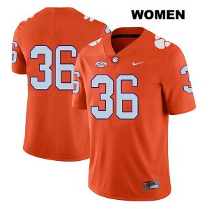 Womens Lannden Zanders Orange Clemson #36 No Name Football Jersey