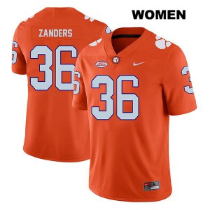 Women Lannden Zanders Orange Clemson Tigers #36 Stitch Jerseys