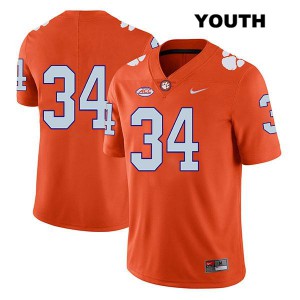 Youth Logan Rudolph Orange Clemson University #34 No Name Official Jerseys