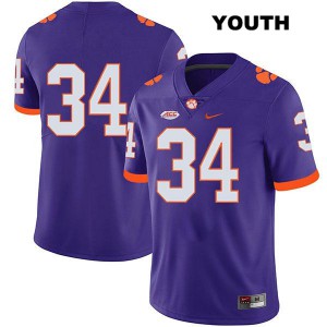 Youth Logan Rudolph Purple Clemson #34 No Name Player Jersey