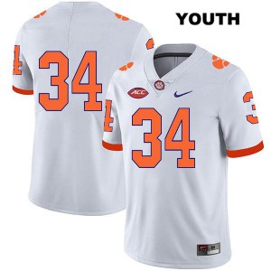 Youth Logan Rudolph White Clemson Tigers #34 No Name College Jerseys