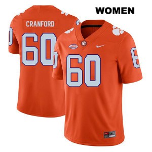 Women's Mac Cranford Orange Clemson #60 Player Jerseys