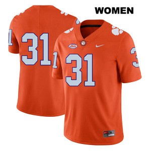 Women's Mario Goodrich Orange Clemson #31 No Name NCAA Jerseys