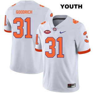 Youth Mario Goodrich White Clemson Tigers #31 College Jerseys