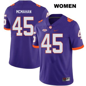 Women's Matt McMahan Purple Clemson University #45 Stitched Jerseys