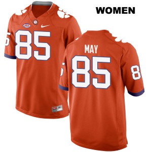 Womens Max May Orange Clemson University #85 Stitch Jersey