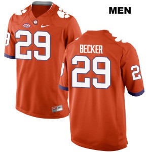 Men Michael Becker Orange Clemson Tigers #29 Stitch Jerseys