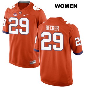 Women Michael Becker Orange Clemson #29 University Jersey