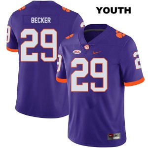 Youth Michael Becker Purple Clemson Tigers #29 Stitch Jerseys