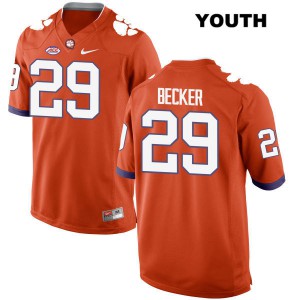 Youth Michael Becker Orange Clemson University #29 Player Jersey