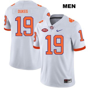 Mens Michel Dukes White Clemson Tigers #19 Embroidery Jersey