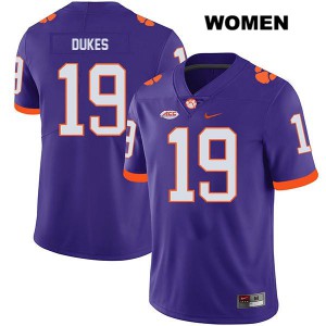 Womens Michel Dukes Purple Clemson Tigers #19 Player Jerseys