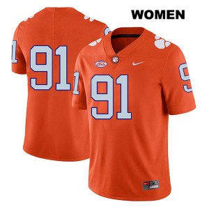 Women Nick Eddis Orange Clemson University #91 No Name Football Jersey