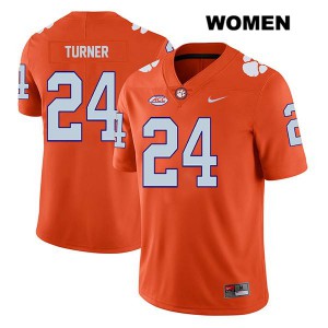 Womens Nolan Turner Orange Clemson University #24 Embroidery Jersey