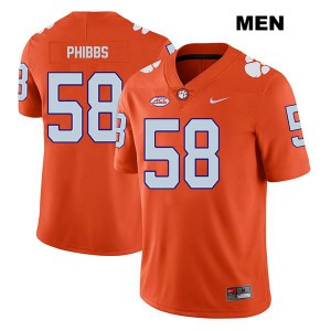 Men's Patrick Phibbs Orange Clemson University #58 Player Jersey