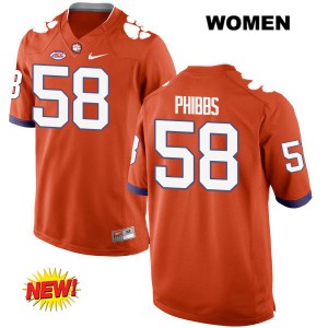 Womens Patrick Phibbs Orange Clemson University #58 NCAA Jerseys