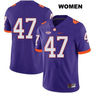 Women's Peter Cote Purple Clemson Tigers #47 No Name Player Jersey