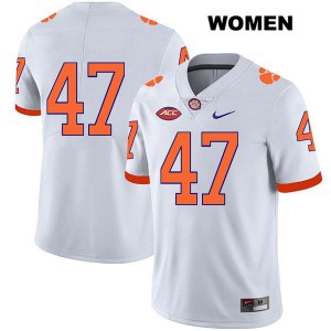 Women's Peter Cote White Clemson National Championship #47 No Name College Jerseys